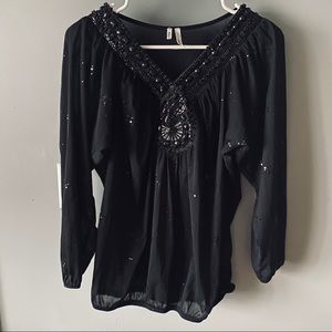 Studio Y black embellished blouse